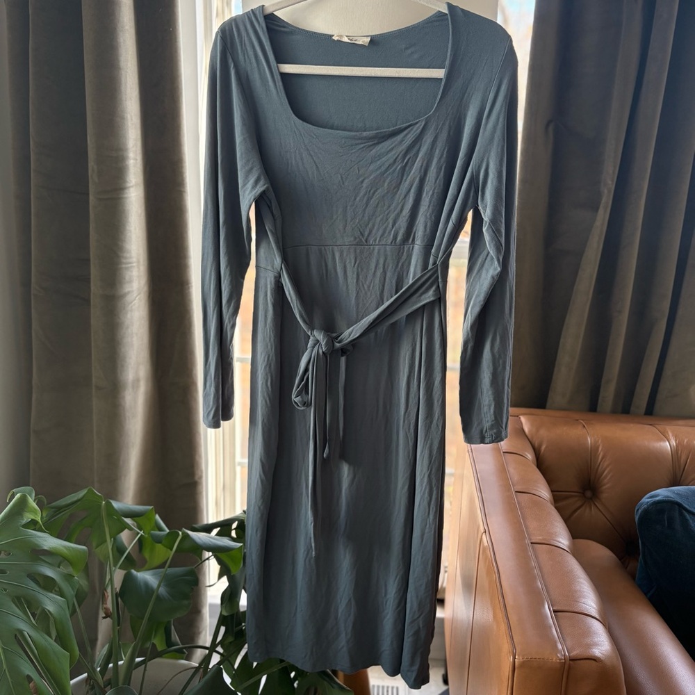 Blue Midi Maternity Dress - Picture 4 of 5
